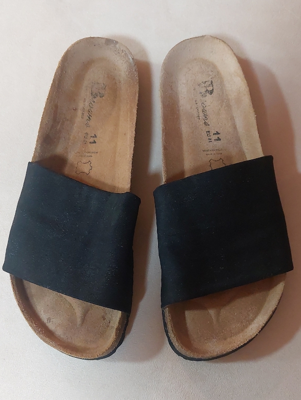 Birkenstock Black Slip-On Cork Footbed Sandals